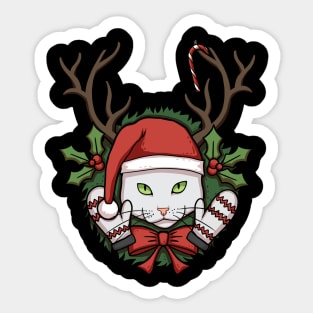 White Christmas Cat Sticker